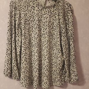 Black AND OFF WHITE Floral Print Women's Top ADRIANNA PAPELL